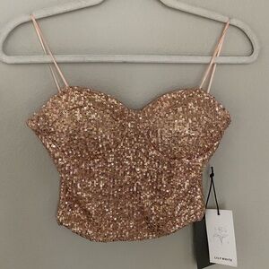 Lily White Glittering Gold Crop Top